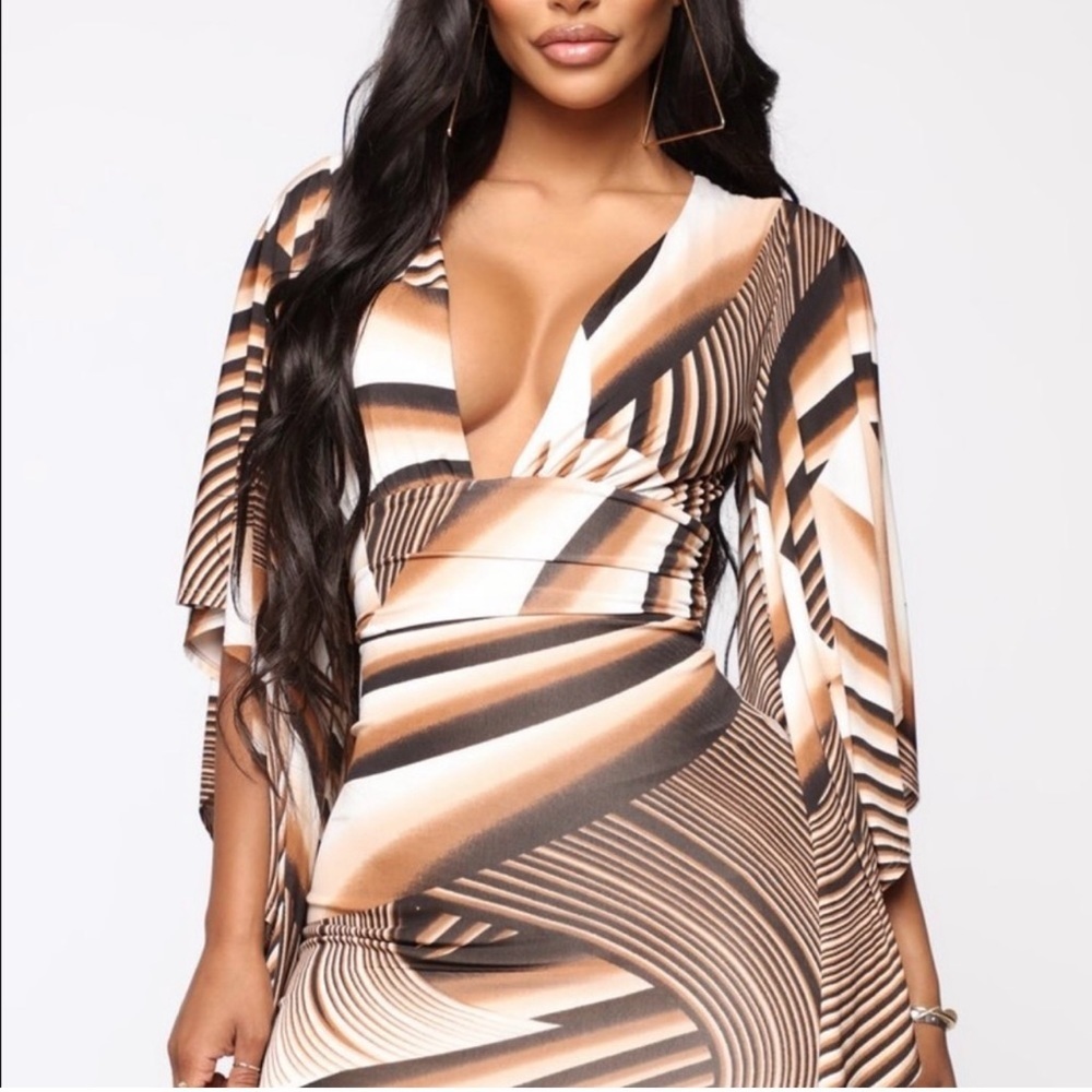 🤎FASHION NOVA 🤎 SEXY!!!! Nothing To Hide Mini Dress - Brown/Combo